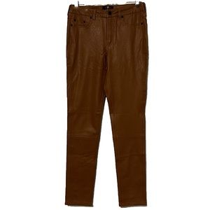 Camel Leather Skinny Trouser